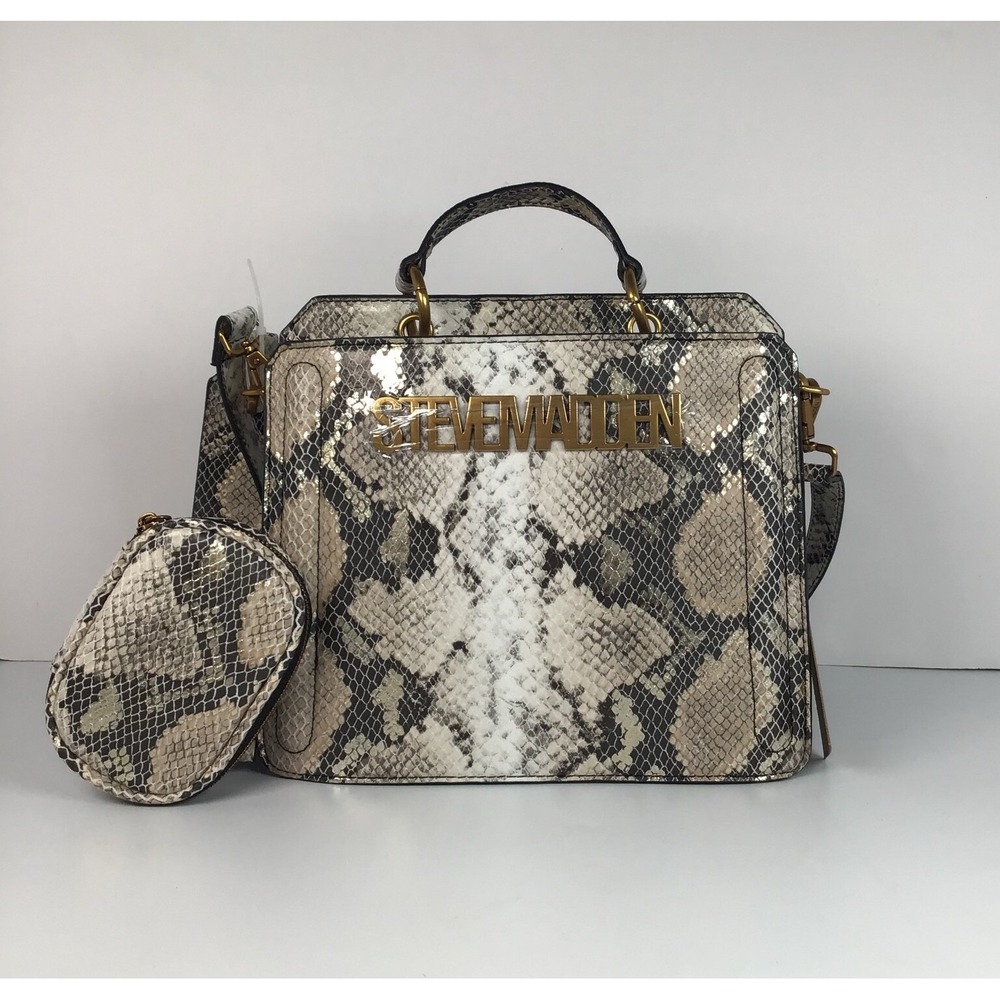 NWT STEVE MADDEN BEVELYN SNAKE SATCHEL CROSSBODY HANDBAG METALLIC VIRAL TIKTOK